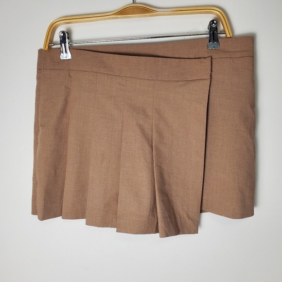 Zara Asymmetric Box Pleat Skort Tan - Picture 5 of 6